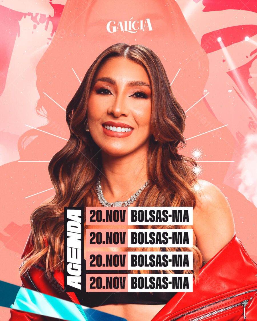 Flyer para Show da Galícia em Bolsas-MA PSD Editável