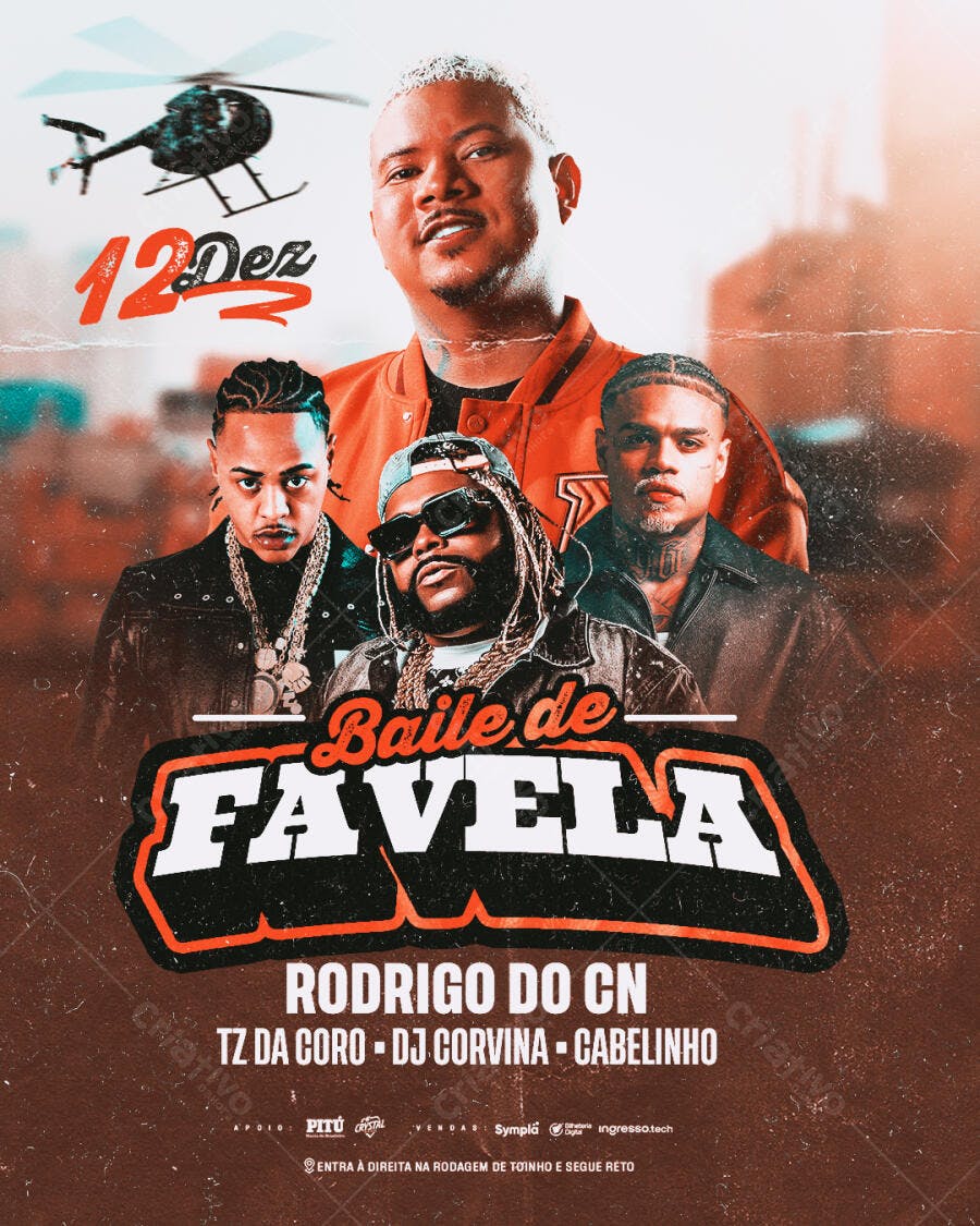 Flyer Baile de Favela PSD Editável