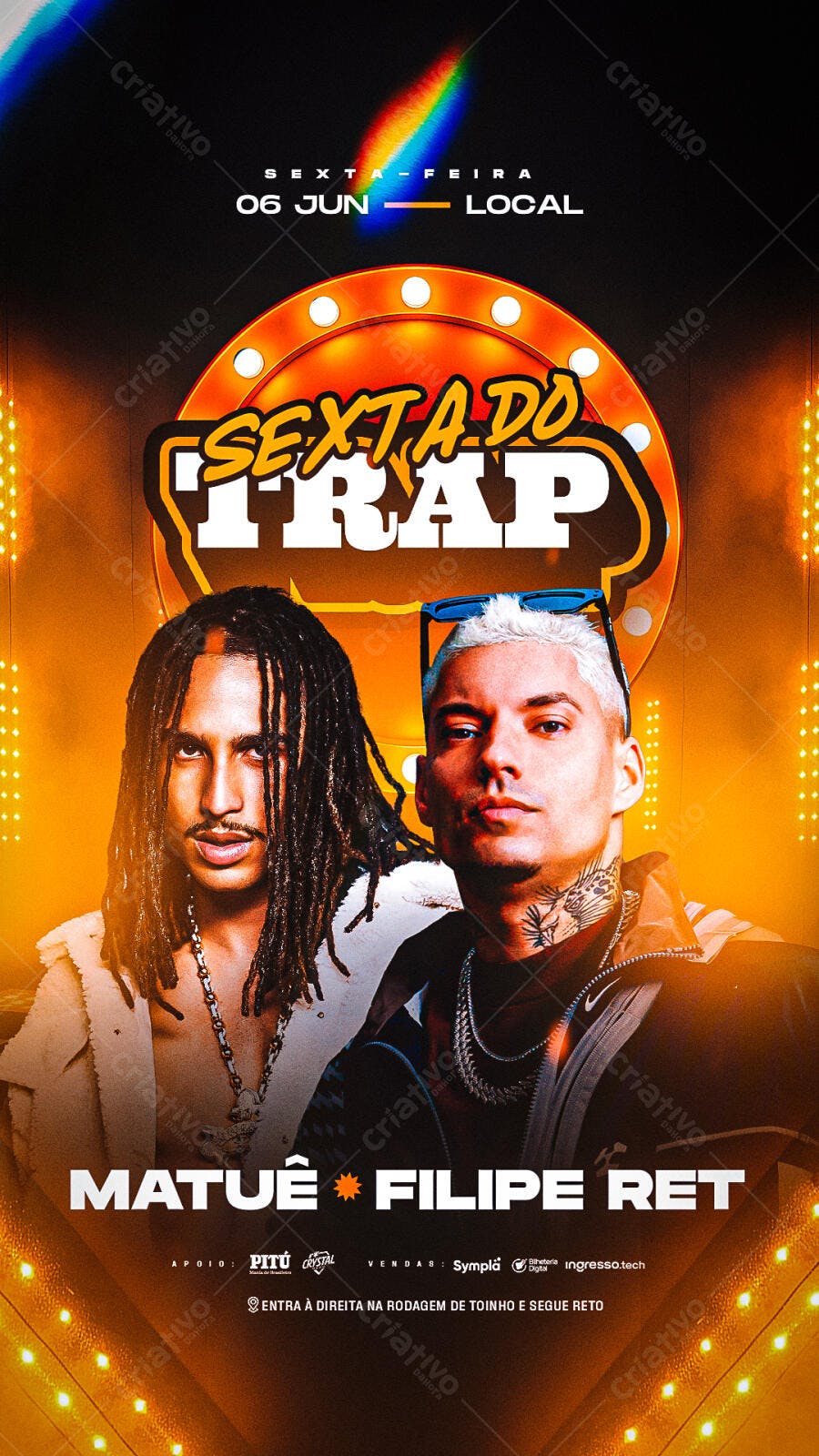 Flyer Festa Trap com Matuê e Filipe Ret PSD Editável