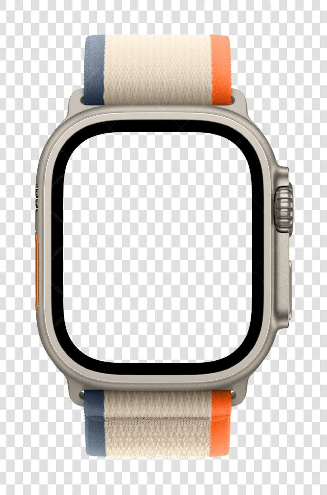 Mockup Apple Watch Cinza Bege Laranja PNG com fundo transparente