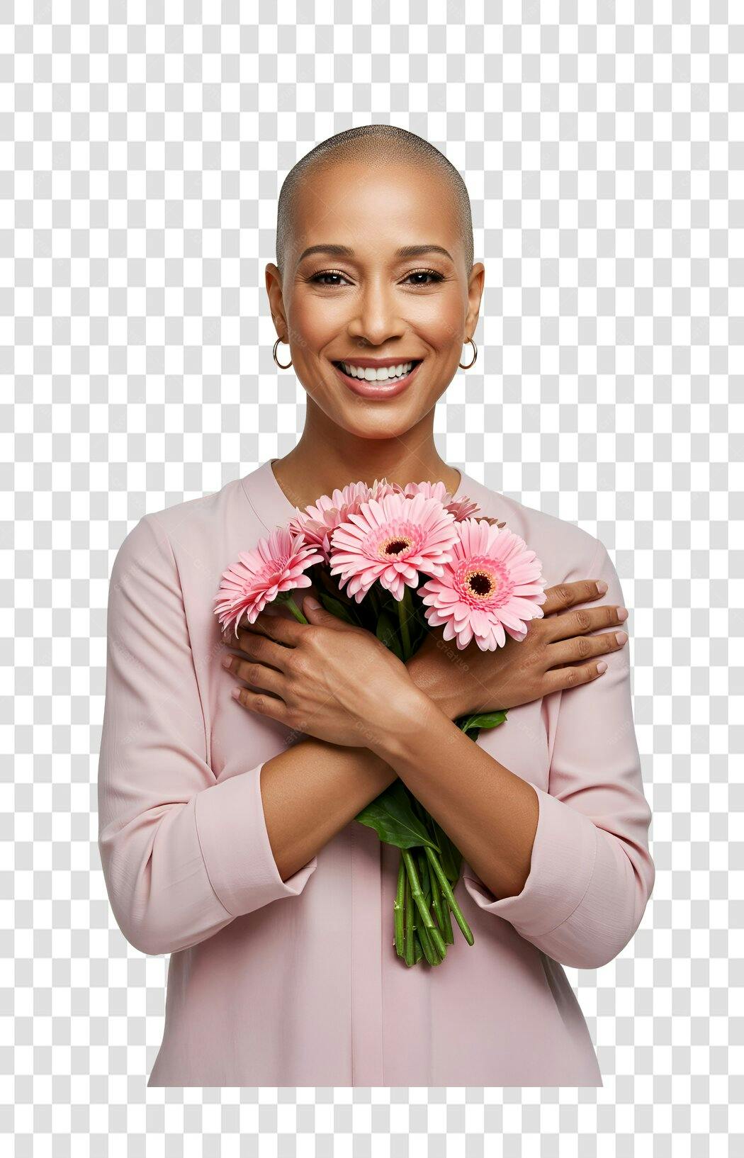 Imagem PNG com fundo transparente Dia das Mães mulher negra flores rosa