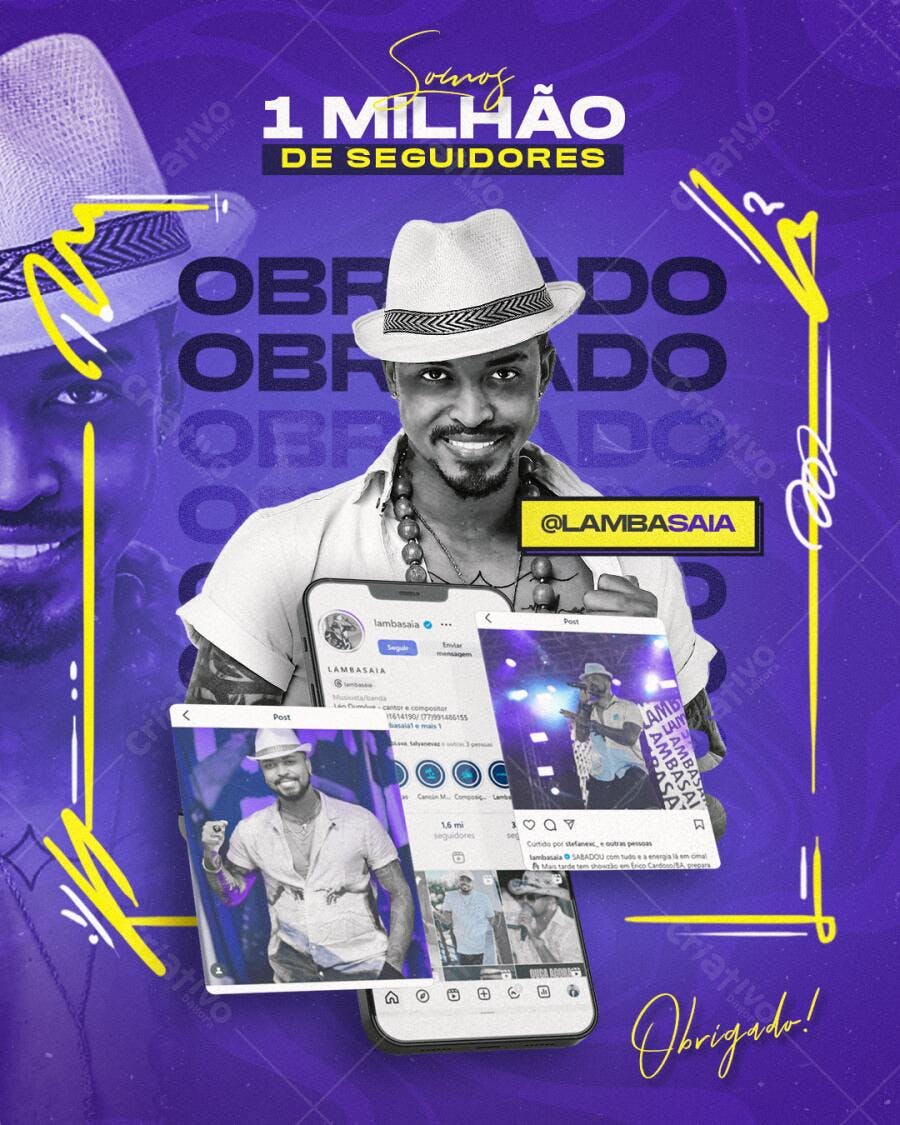 Flyer 1 Milhão de Seguidores PSD Editável