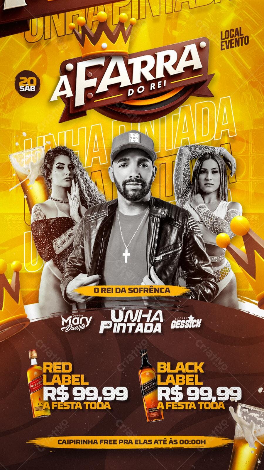 Flyer Festa "A Farra do Rei" PSD Editável