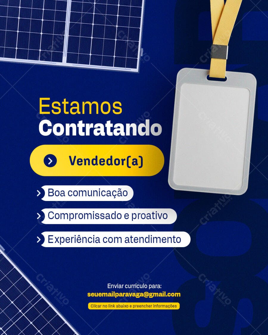 Cartão de Visita Vagas de Emprego PSD Editável