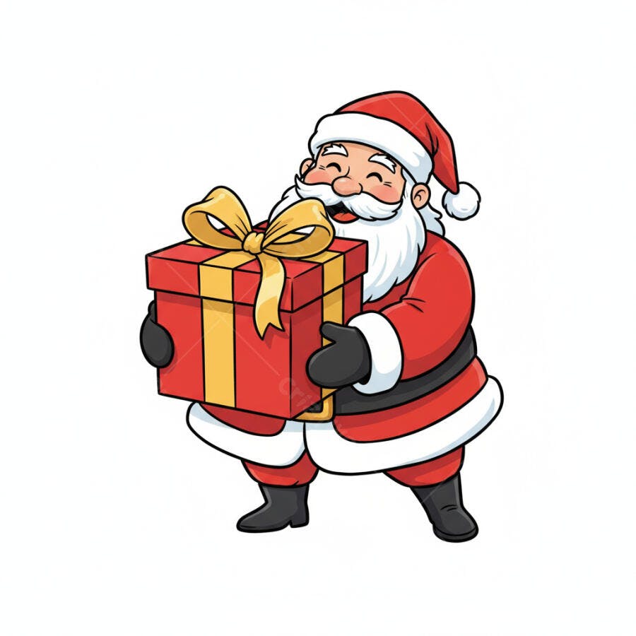 Papai Noel alegre com presente de Natal