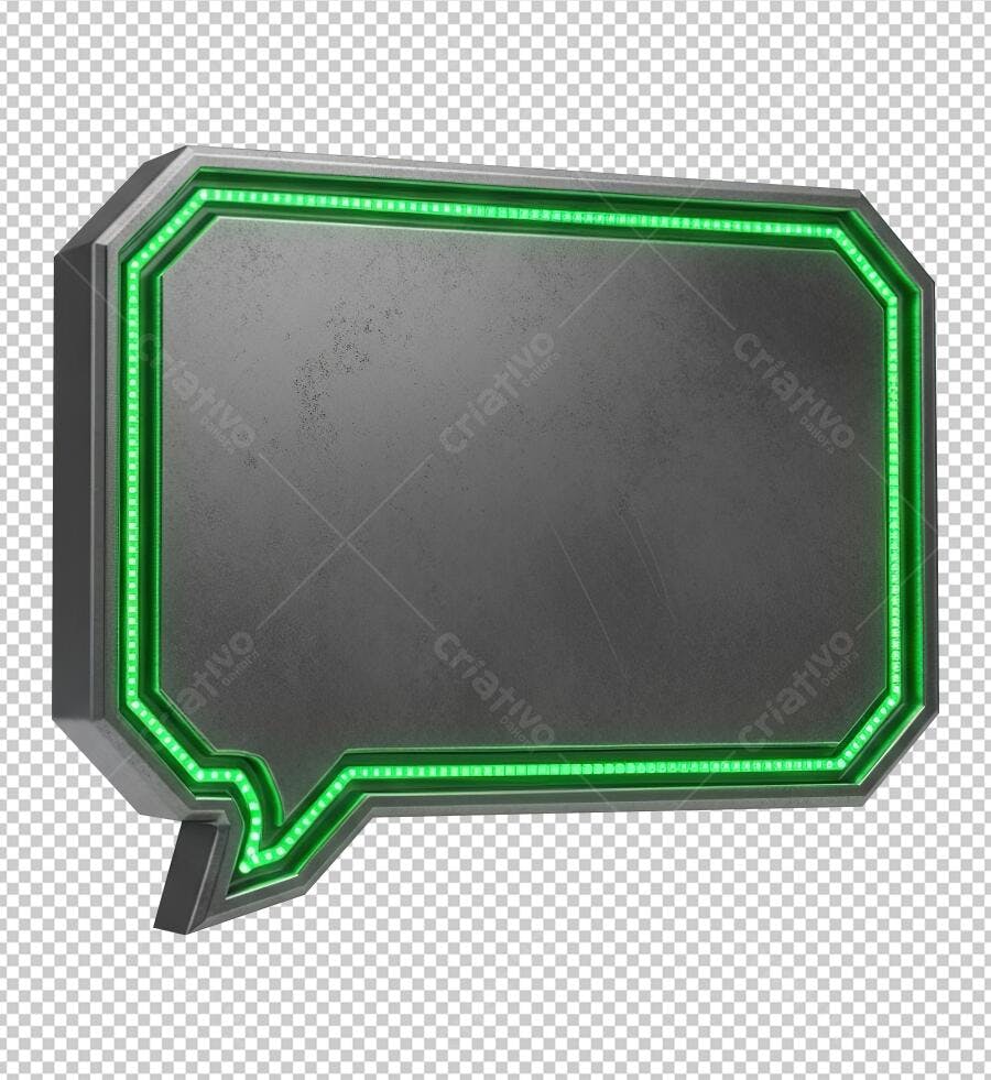 Balão de Fala Metálico Verde PNG com fundo transparente