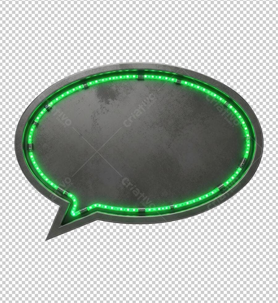 Balão de Conversa Metálico Verde PNG com fundo transparente