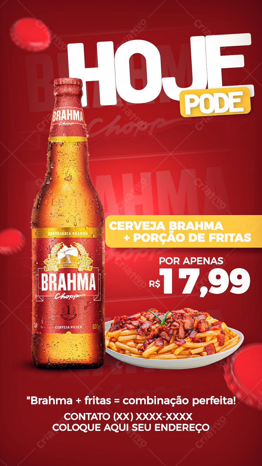 Flyer Cerveja Brahma e Fritas PSD Editável