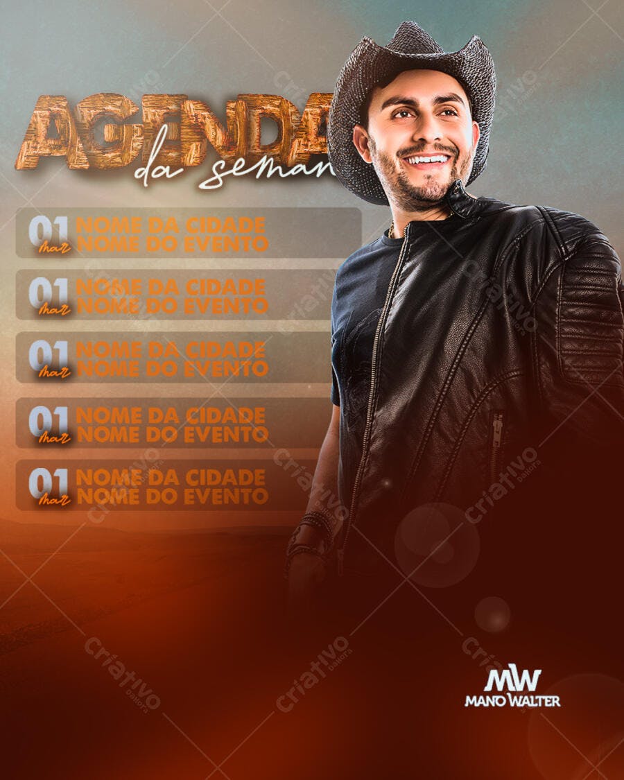 Flyer Agenda da Semana Mano Walter PSD Editável
