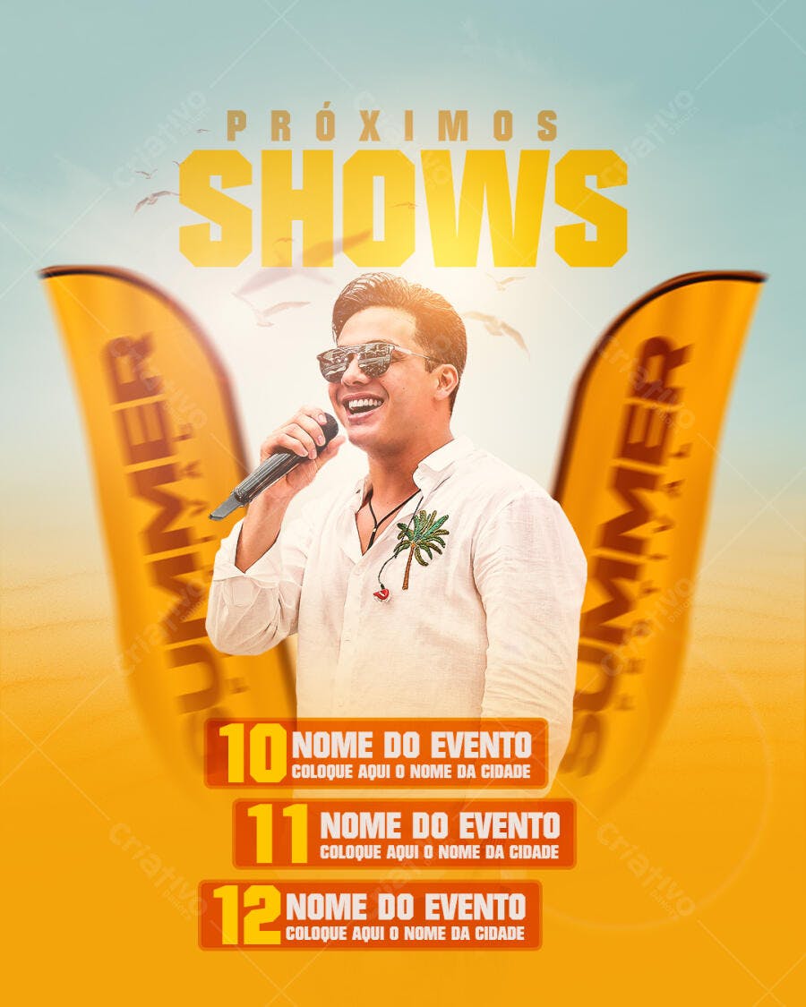 Flyer para Shows de Verão PSD Editável