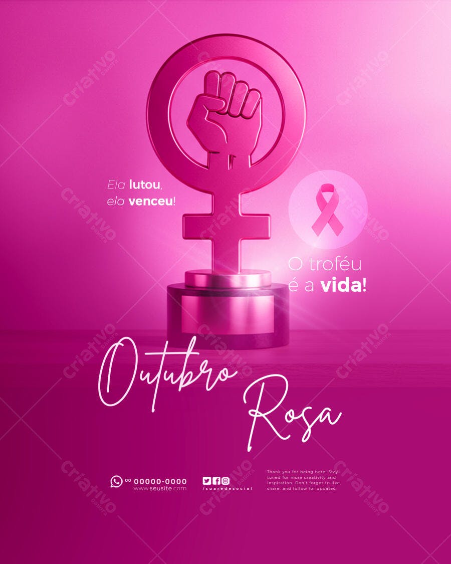 Flyer Outubro Rosa PSD Editável