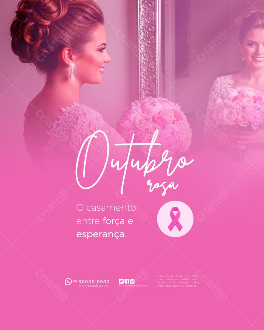 Postagem Outubro Rosa Casamento PSD Editável