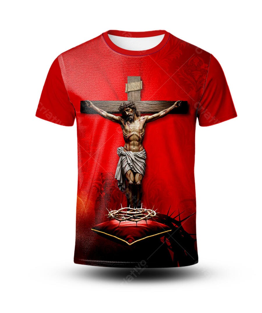 Camiseta Cristã Jesus na Cruz PSD Editável