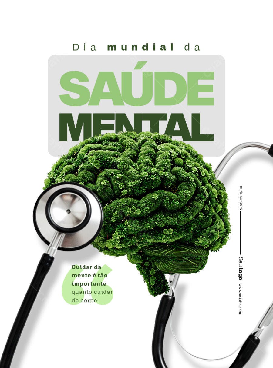 Flyer Dia Mundial da Saúde Mental PSD Editável