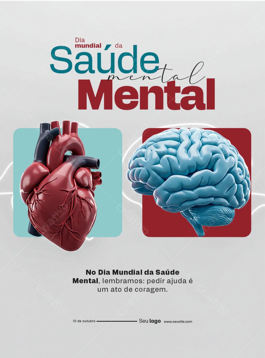 Flyer Dia Mundial da Saúde Mental PSD Editável