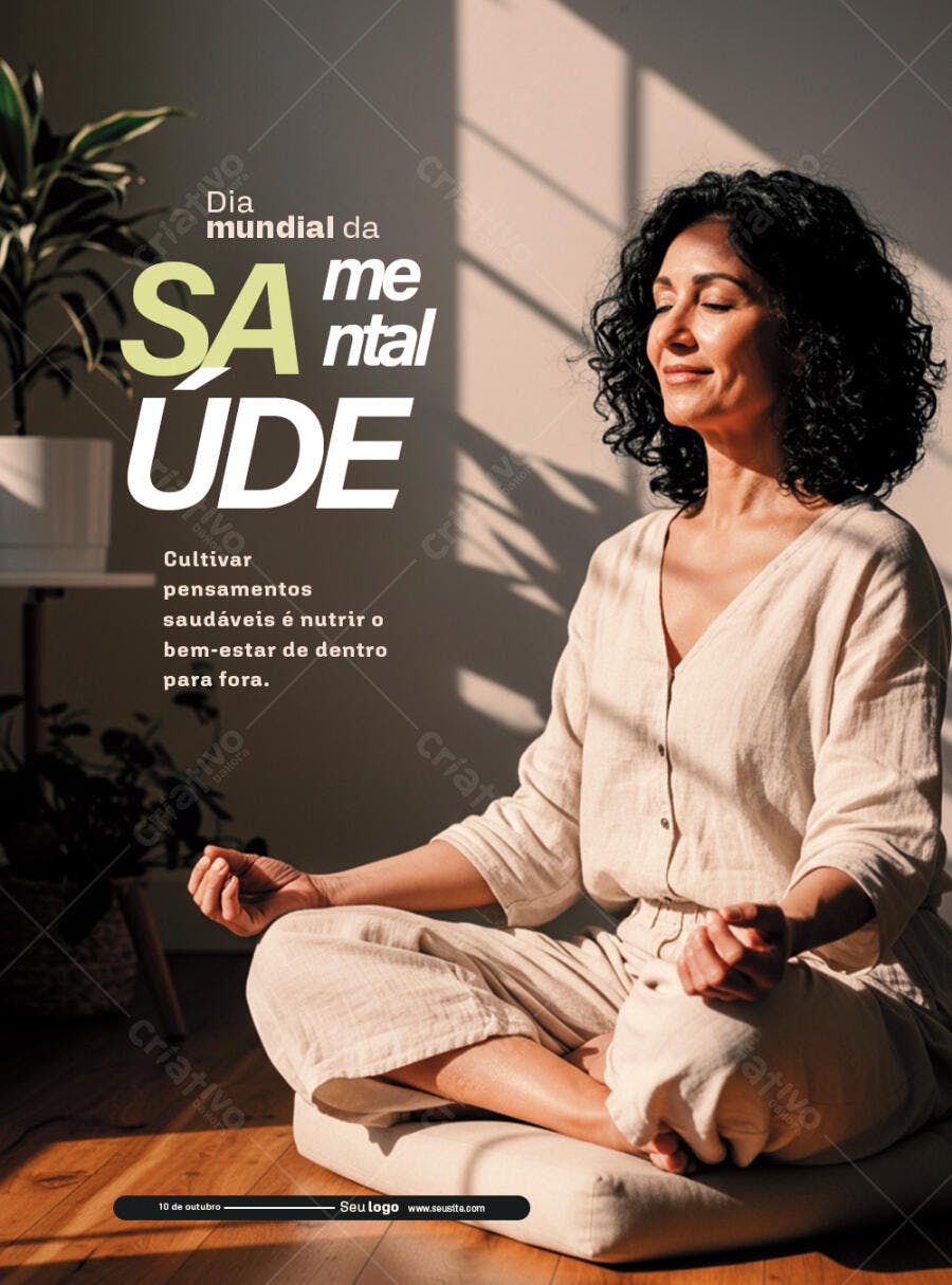 Flyer Dia Mundial da Saúde Mental PSD Editável
