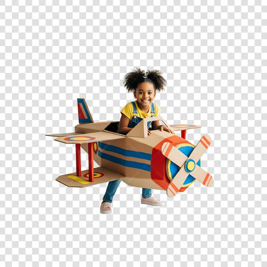 Imagem PNG Criança Avião de Papelão com fundo transparente