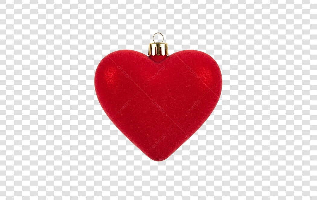Enfeite Natalino Coração Vermelho PNG com fundo transparente