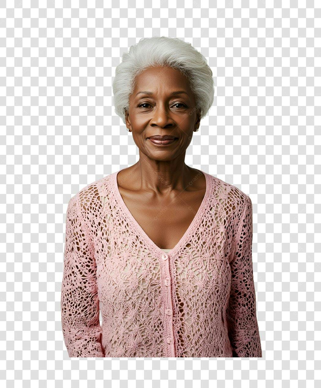 Imagem PNG mulher negra idosa com fundo transparente