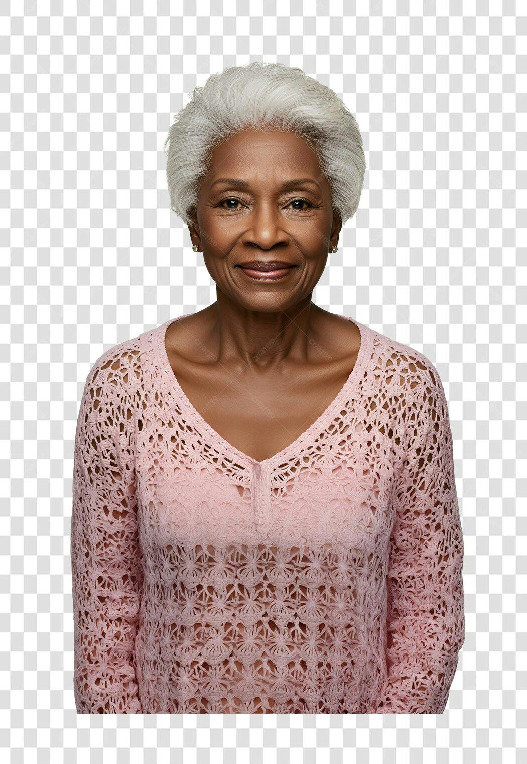 Imagem PNG mulher negra cabelo curto rosa fundo transparente
