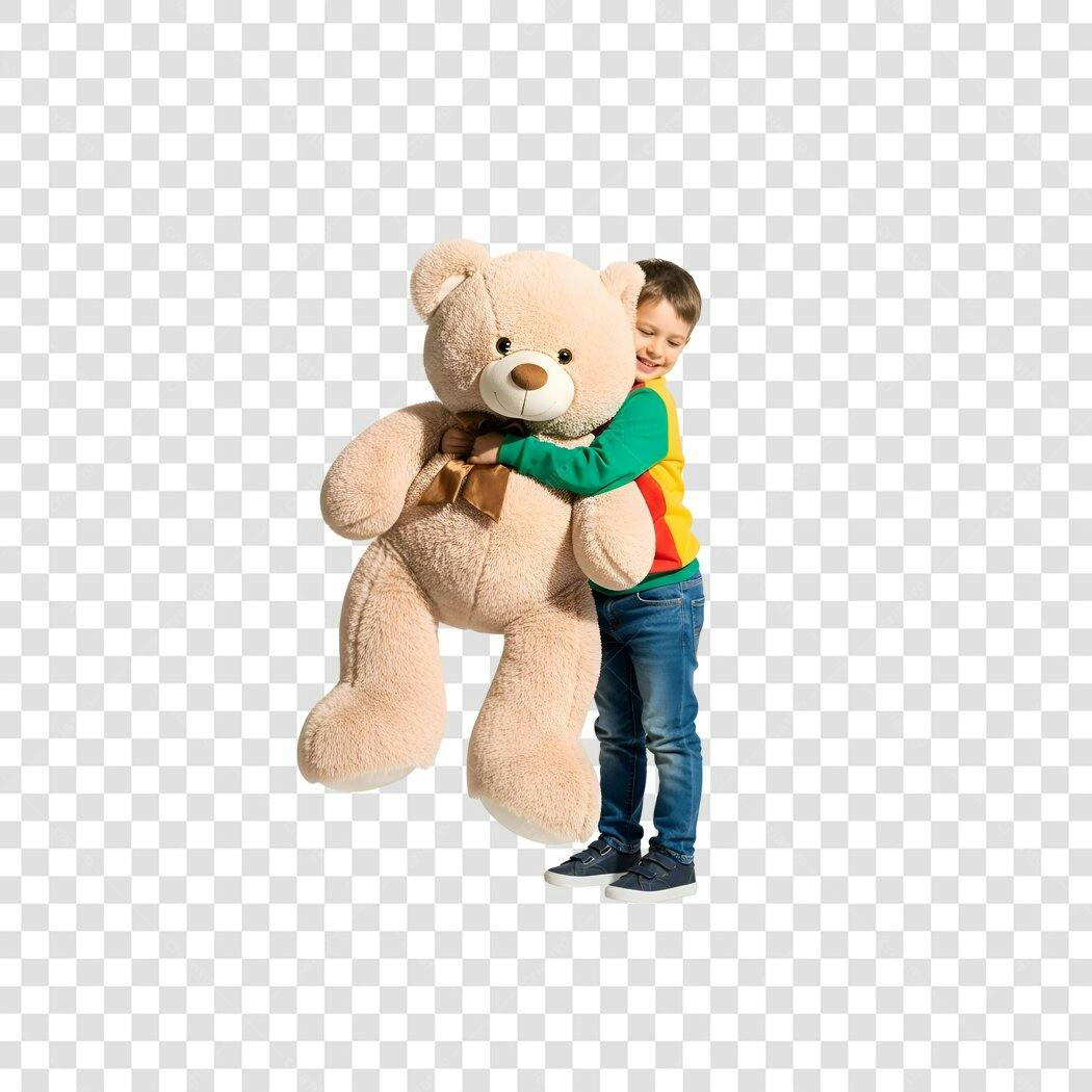 Imagem Criança abraçando Urso de Pelúcia PNG com fundo transparente