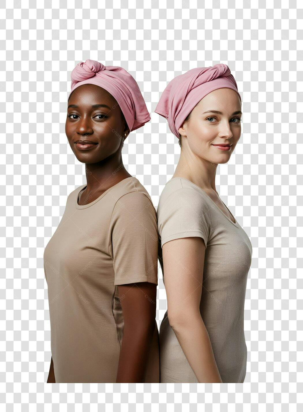 Imagem PNG Mulheres Diversas com Turbantes Rosa