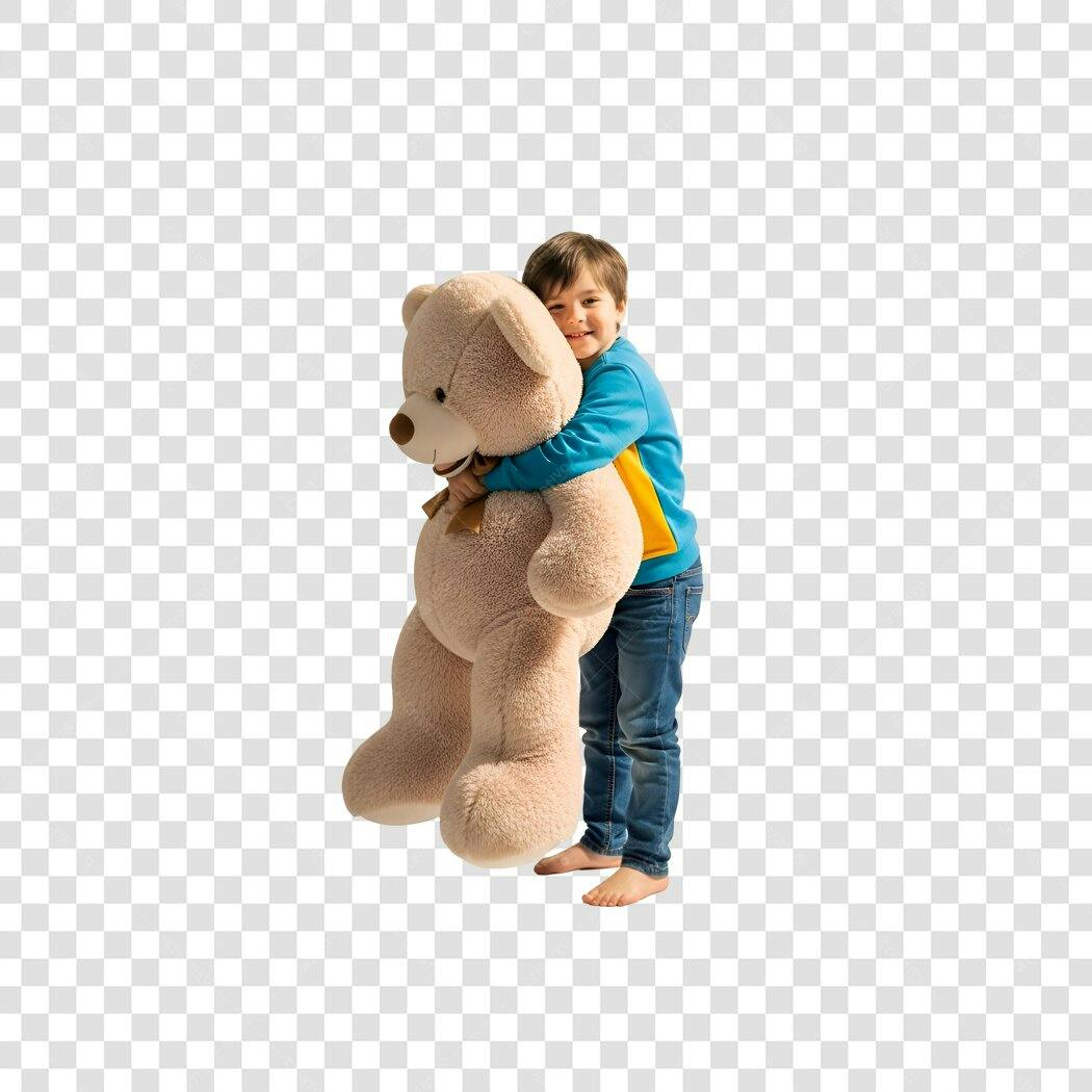 Imagem Criança Abraçando Urso PNG com fundo transparente