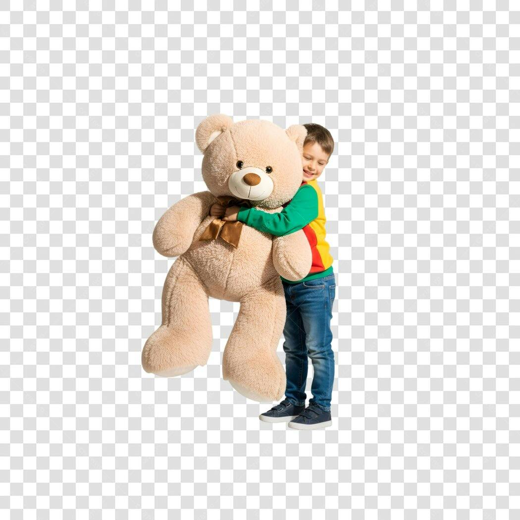 Imagem Criança Abraçando Urso PNG com fundo transparente