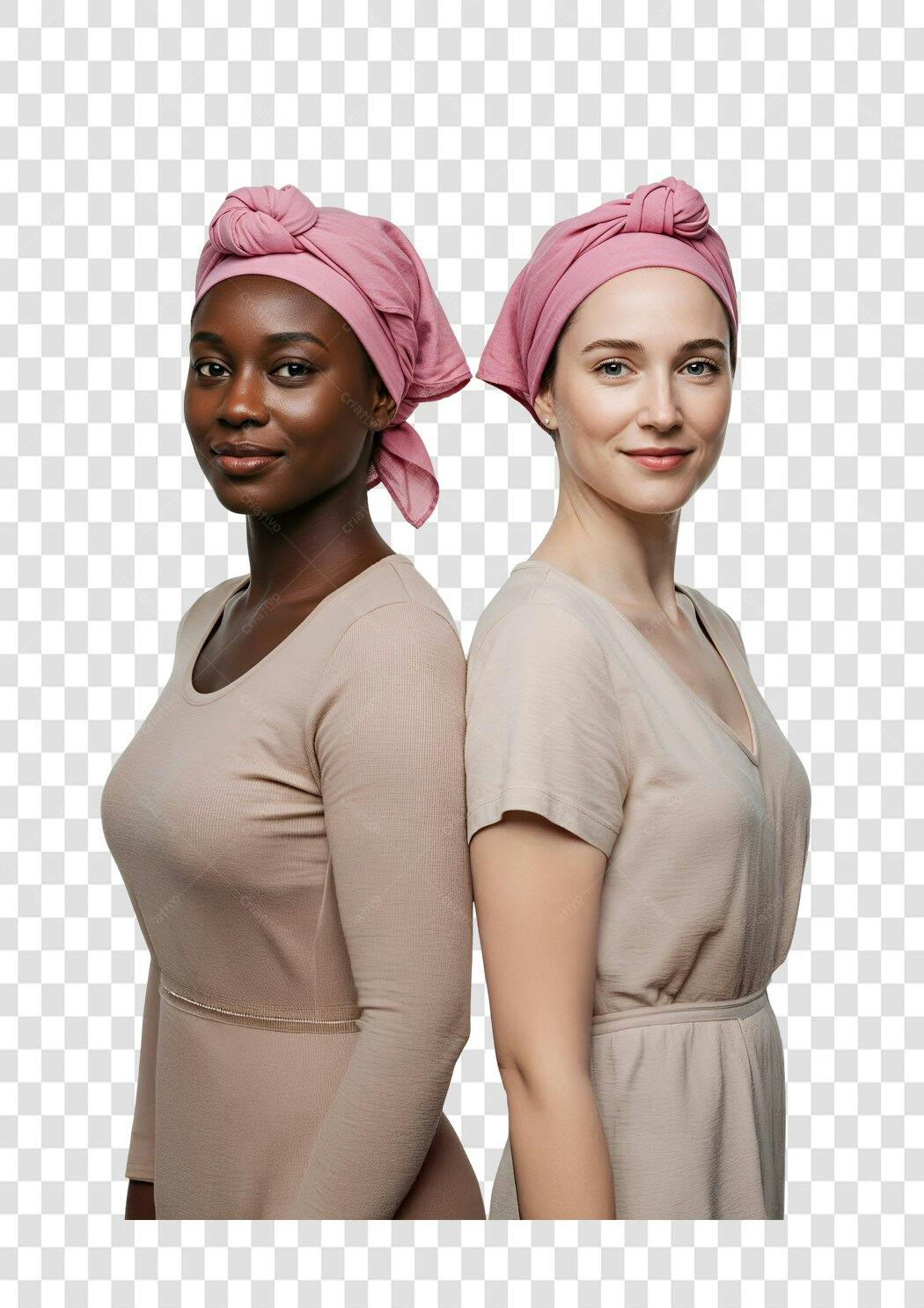 Imagem PNG Mulheres Diversas com Turbantes Rosa