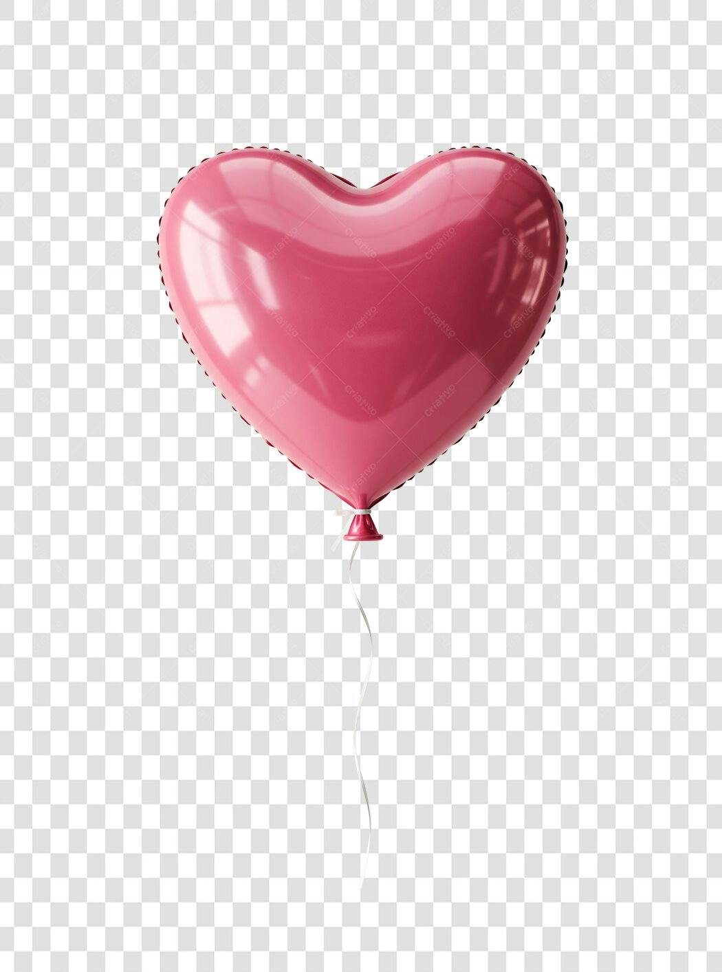 Icone Balão em Formato de Coração Rosa PNG com fundo transparente