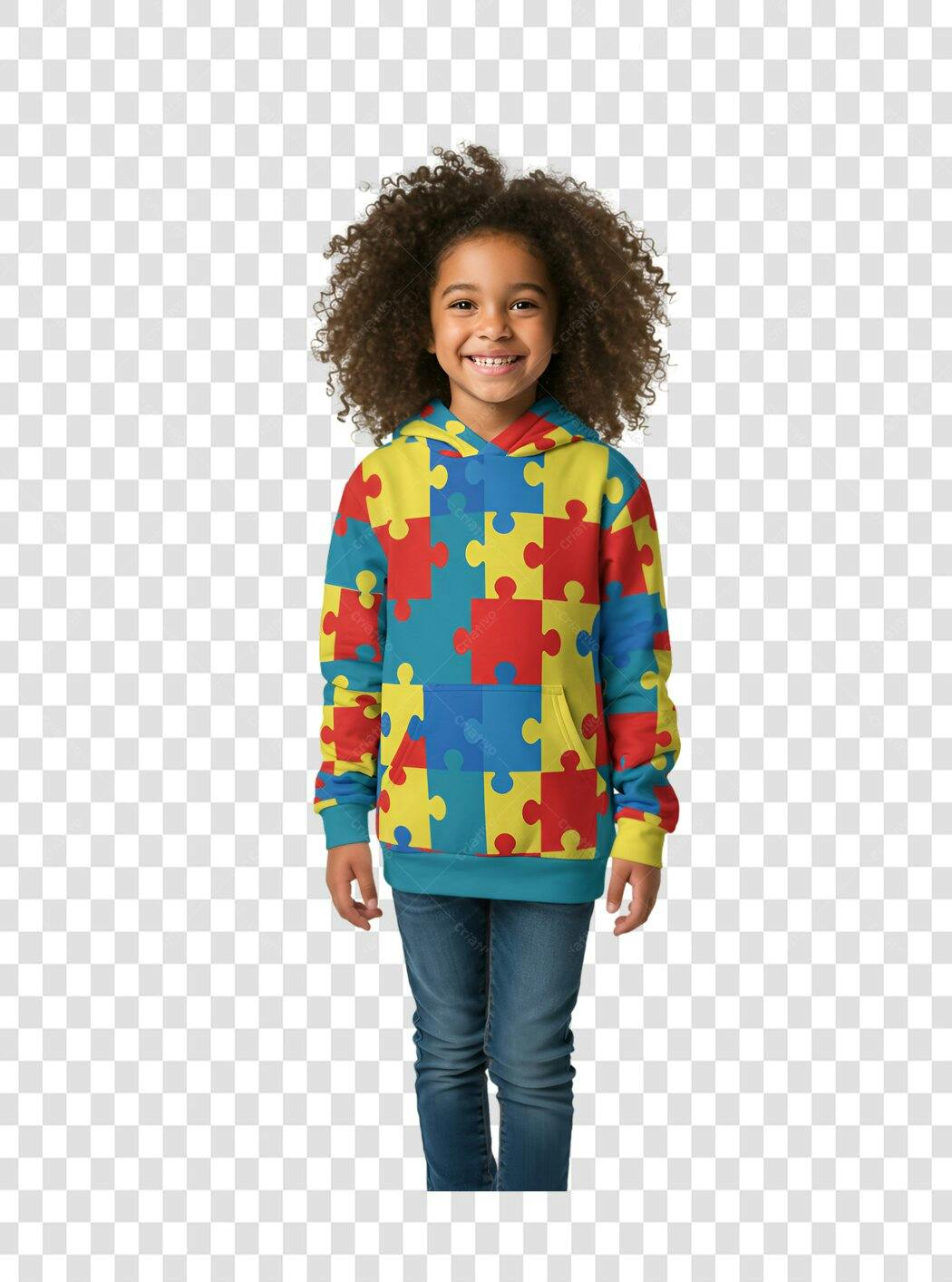 Mockup Moletom Criança Dia Mundial do Autismo PNG com fundo transparente