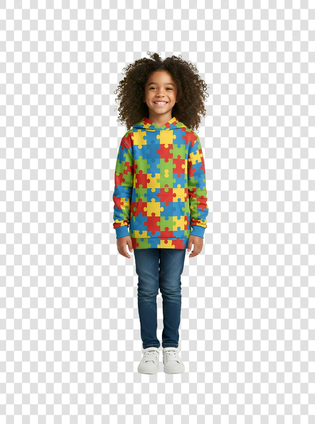 Modelo de Moletom Infantil com Peças de Quebra-Cabeça PNG com fundo transparente