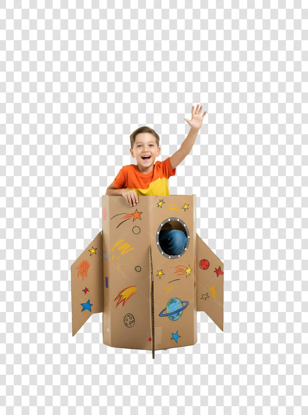 Imagem Criança em Foguete PNG com fundo transparente