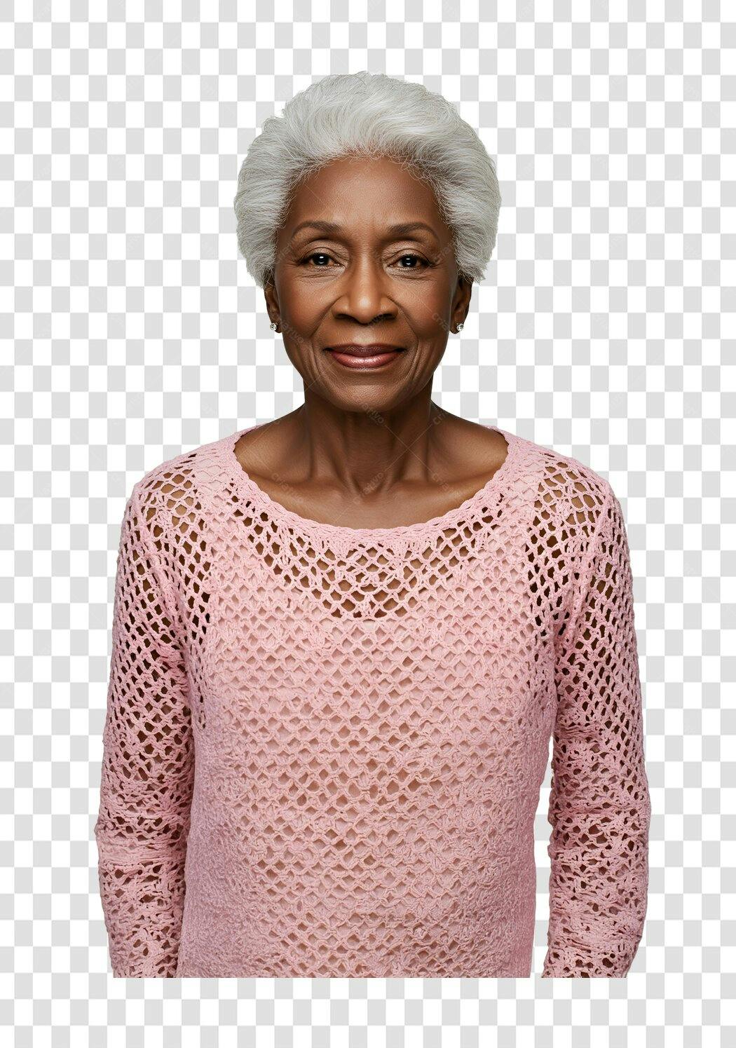 Imagem PNG mulher negra idosa com fundo transparente