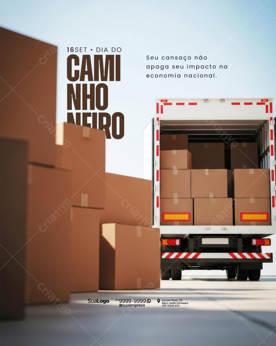 Flyer Dia do Caminhoneiro PSD Editável