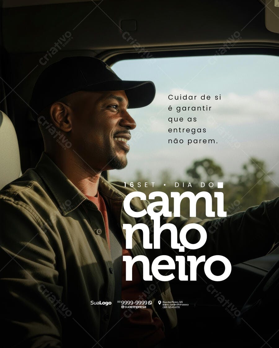 Flyer Dia do Caminhoneiro PSD Editável