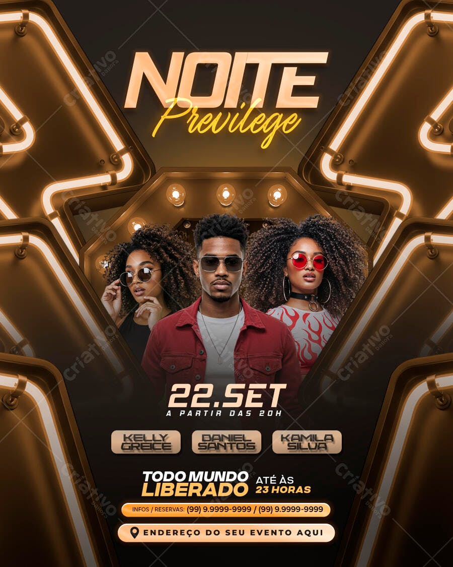 Flyer Noite Privilege PSD Editável