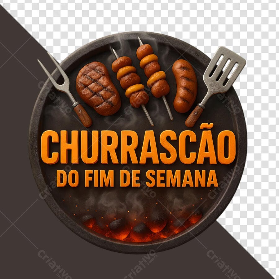 Banner Churrasco Fim de Semana PNG com fundo transparente