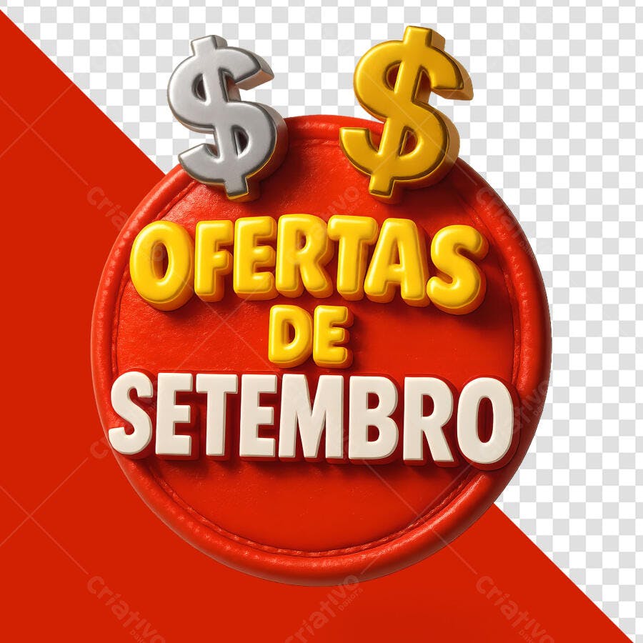 Selo 3D promocional setembro vermelho e amarelo