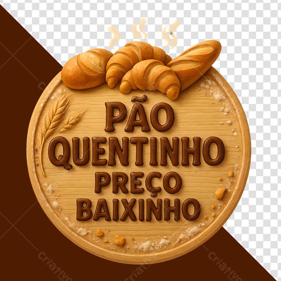 Selo 3D promocional madeira pães marrom
