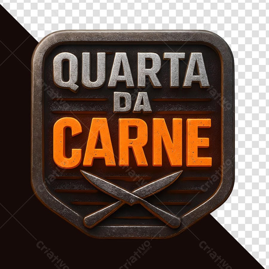 Selo 3D promocional metalizado marrom e laranja