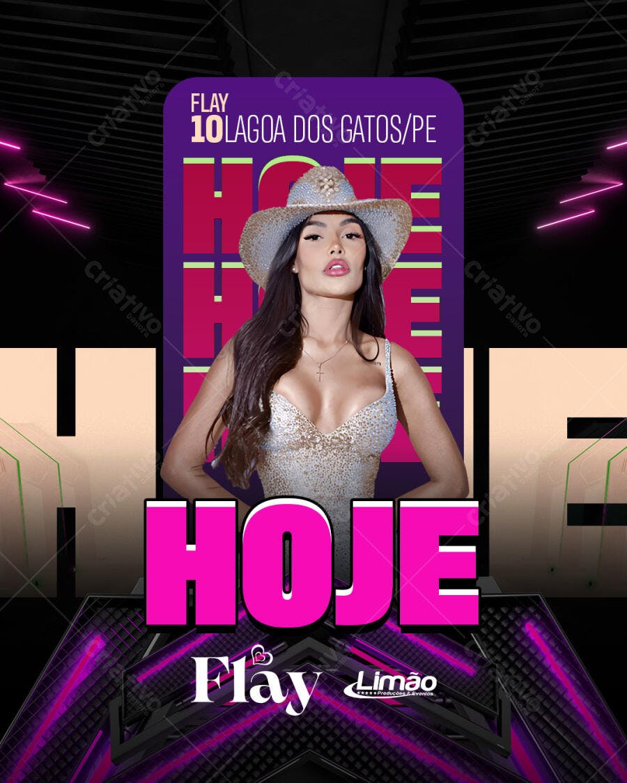 Flyer para Festa com Flay em Lagoa dos Gatos PSD Editável