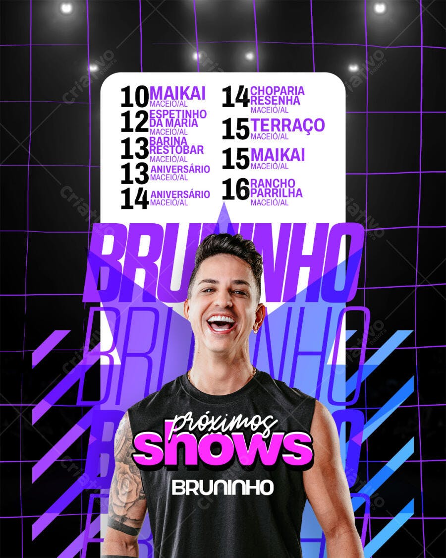 Flyer Shows Bruninho Maceió PSD Editável