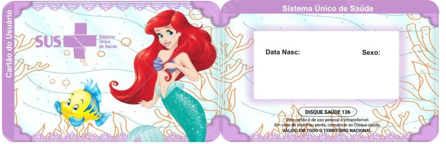 Cartão SUS Infantil Ariel Editável no Canva