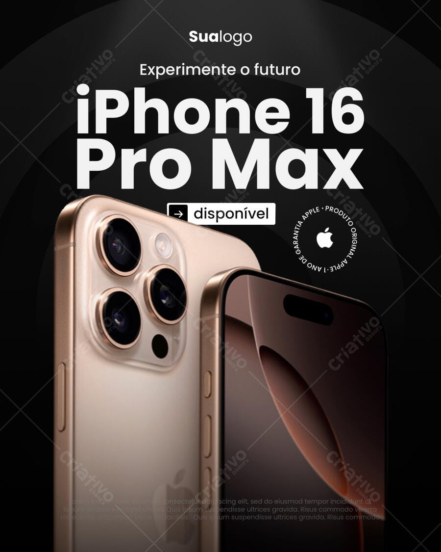 Flyer Anúncio iPhone 16 Pro Max PSD Editável