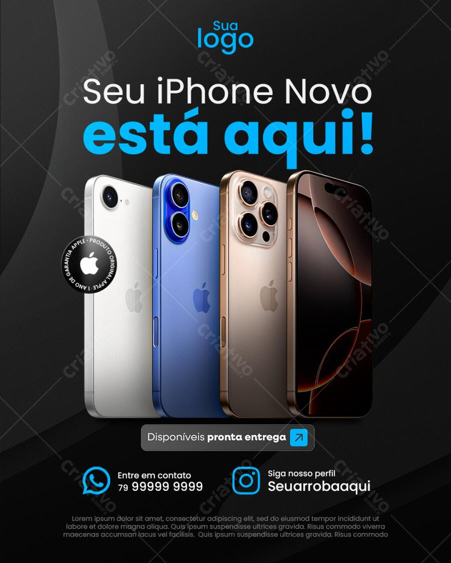 Anúncio iPhone Novo PSD Editável