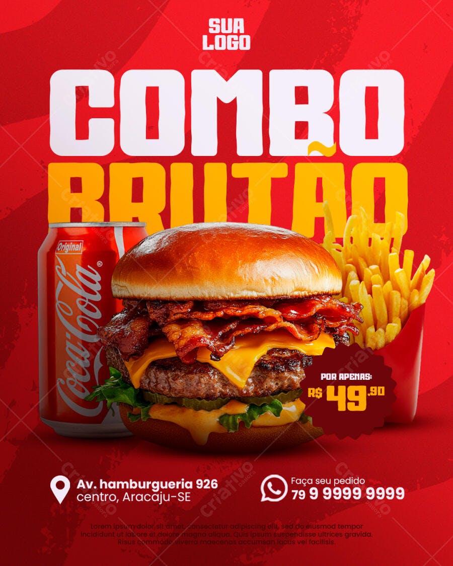 Flyer Combo Hambúrguer PSD Editável