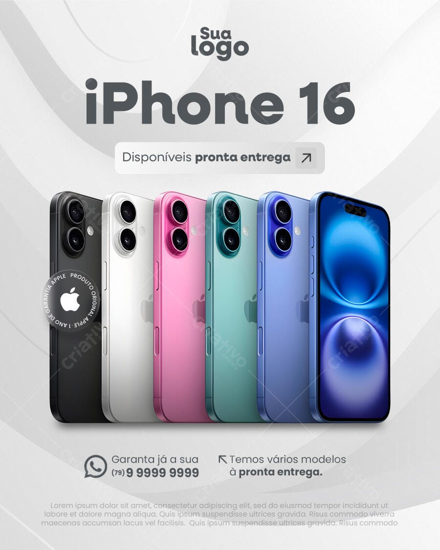 Flyer Anúncio iPhone 16 PSD Editável