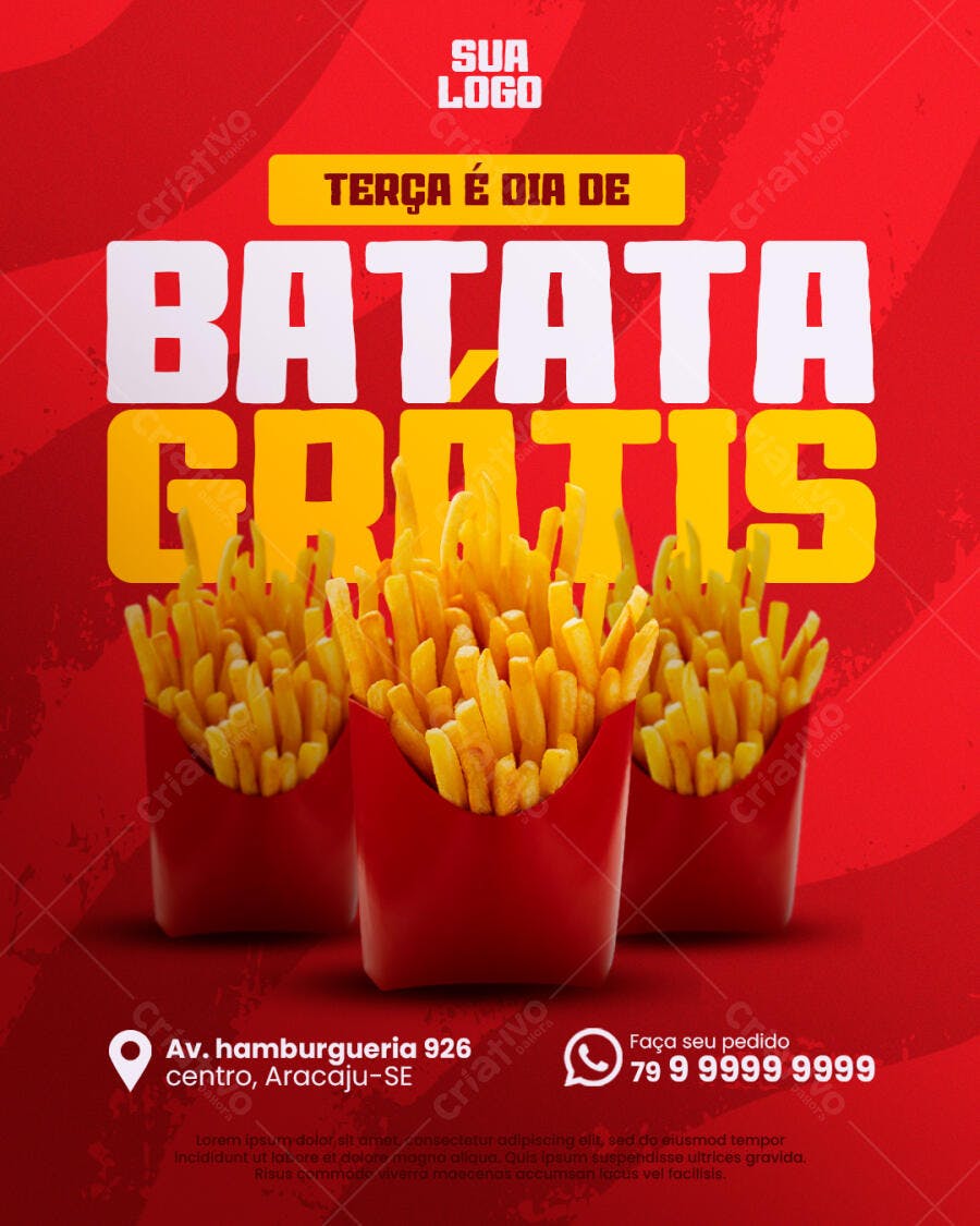 Flyer Batata Gratuita Terça-feira PSD Editável