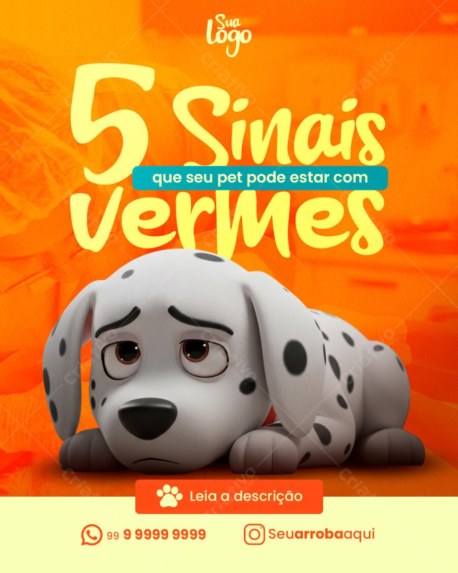 Flyer para Detectar Vermes em Pets PSD Editável